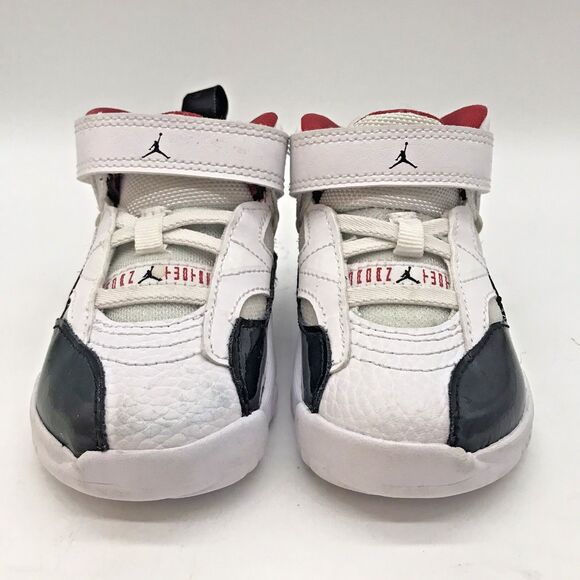 Nike Air Jordan Jumpman Two Trey (TD) Shoes 5C White/Black-Gym Red DQ8433-106 - Picture 2 of 9